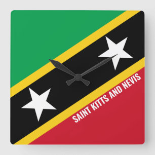 Saint Kitts en Nevis Flag Dazzling Patriotic Vierkante Klok