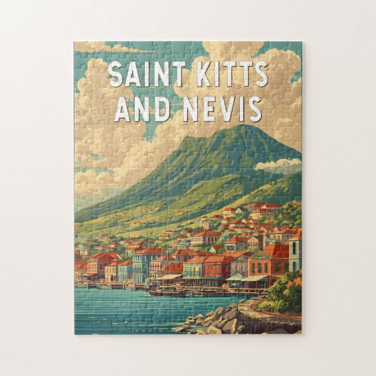 Saint Kitts en Nevis Illustratie Reis Kunst Legpuzzel (Verticaal)