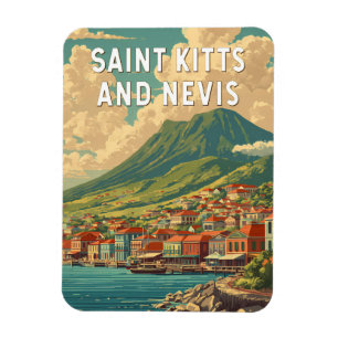 Saint Kitts en Nevis Illustratie Reis Kunst Magneet