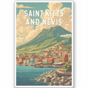 Saint Kitts en Nevis Illustratie Reis Kunst Sticker