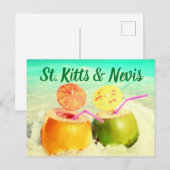 Saint Kitts en Nevis-kokosnoten Briefkaart (Voorkant / Achterkant)