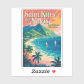 Saint Kitts en Nevis Landschapsillustratie Retro Sticker (Vel)