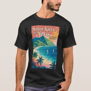 Saint Kitts en Nevis Landschapsillustratie Retro T-shirt