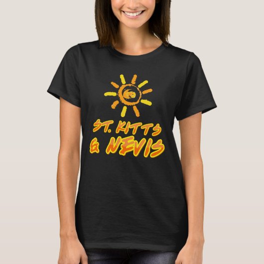 Saint Kitts en Nevis, lichtgeel en oranje T-shirt (Voorkant)