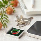 Saint Kitts en Nevis Metallic Emblem Sleutelhanger (Zijkant)