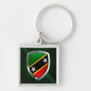 Saint Kitts en Nevis Metallic Emblem Sleutelhanger