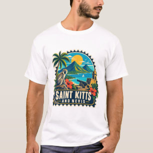 Saint Kitts en Nevis Midden-Eeuwse Caribische T-Sh T-shirt