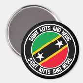 Saint Kitts en Nevis Round Emblem Magneet (Voorkant / Achterkant)