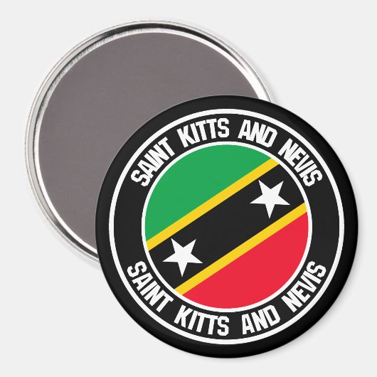 Saint Kitts en Nevis Round Emblem Magneet (Voorkant / Achterkant)