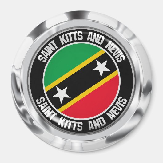 Saint Kitts en Nevis Round Emblem Magneet (Voorkant)