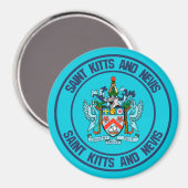 Saint Kitts en Nevis Round Emblem Magneet (Voorkant / Achterkant)