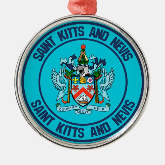 Saint Kitts en Nevis Round Emblem Metalen Ornament (Voorkant)
