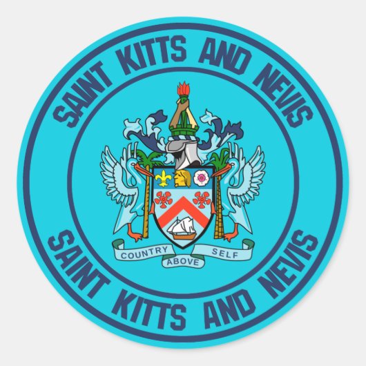 Saint Kitts en Nevis Round Emblem Ronde Sticker (Voorkant)