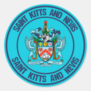 Saint Kitts en Nevis Round Emblem Ronde Sticker