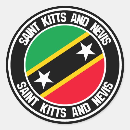 Saint Kitts en Nevis Round Emblem Ronde Sticker (Voorkant)