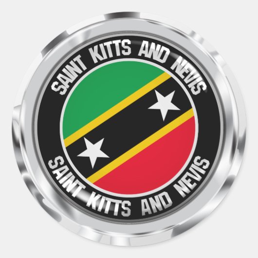 Saint Kitts en Nevis Round Emblem Ronde Sticker (Voorkant)
