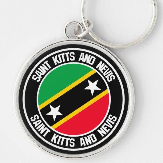 Saint Kitts en Nevis Round Emblem Sleutelhanger (Voorkant)