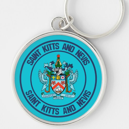 Saint Kitts en Nevis Round Emblem Sleutelhanger (Voorkant)