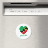 Saint Kitts en Nevis Vlag Hart Magneet (Insitu (Vaatwasser))