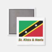 Saint Kitts en Nevis Vlag met naam Magneet (Voorkant / Achterkant)