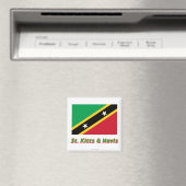 Saint Kitts en Nevis Vlag met naam Magneet (Insitu (Vaatwasser))
