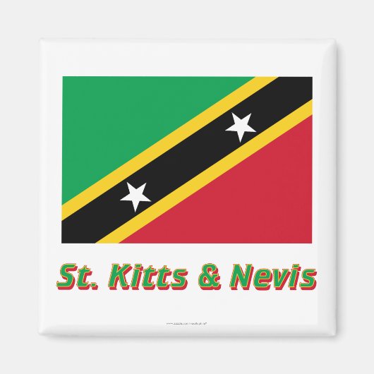 Saint Kitts en Nevis Vlag met naam Magneet (Voorkant)