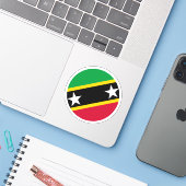 Saint Kitts en Nevis Vlag Ronde Sticker (Laptop met iPhone)