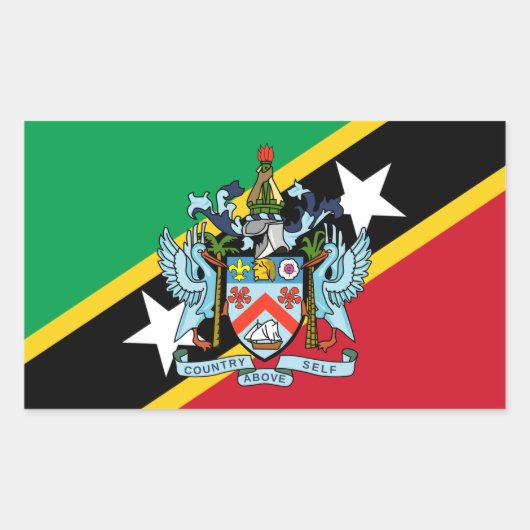 Saint Kitts en Nevis Vlag & Wapen Rechthoekige Sticker (Voorkant)