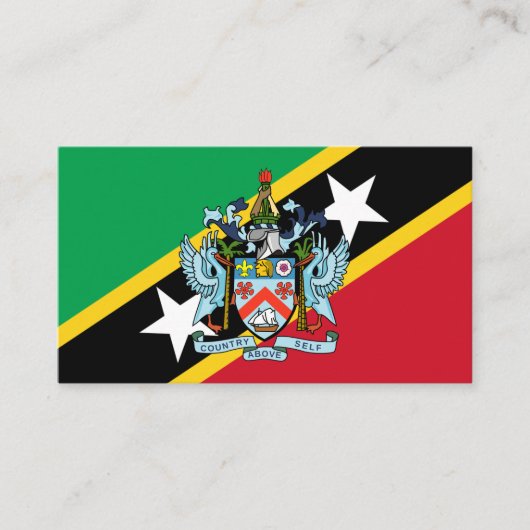 Saint Kitts en Nevis Vlag & Wapen Visitekaartje (Voorkant)