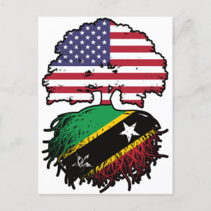 Saint Kitts Kittitian American USA Tree Roots Flag Briefkaart