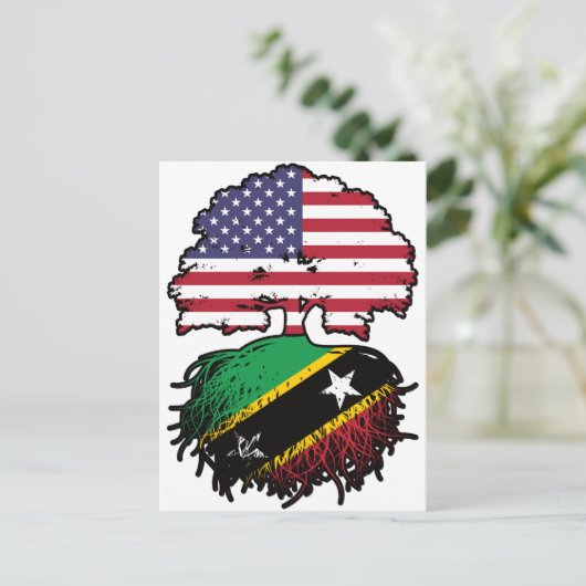 Saint Kitts Kittitian American USA Tree Roots Flag Briefkaart (Staand voorkant)