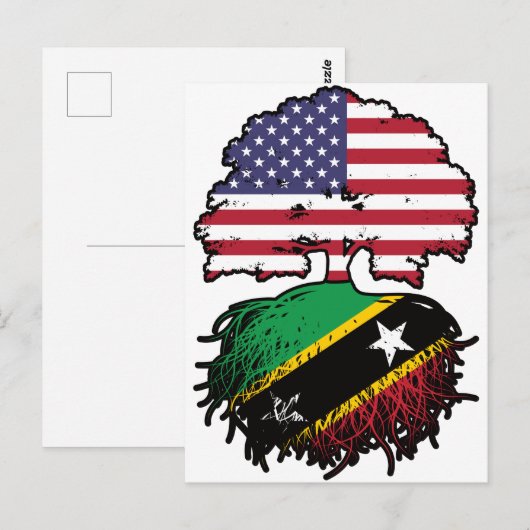 Saint Kitts Kittitian American USA Tree Roots Flag Briefkaart (Voorkant / Achterkant)