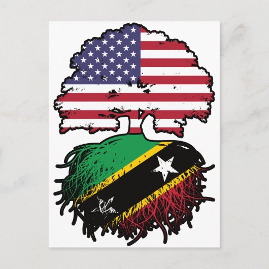 Saint Kitts Kittitian American USA Tree Roots Flag Briefkaart (Voorkant)