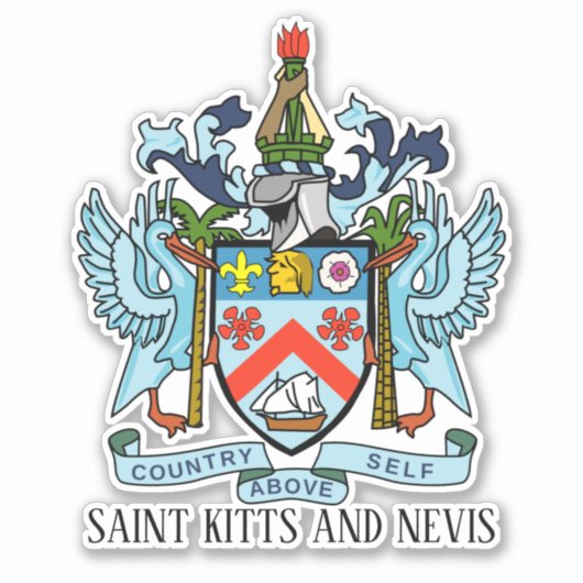 Saint Kitts Nevis Nationaal wapen Patriottisch Sticker (Voorkant)