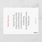 Saint Lawrence Prayer-kaart Briefkaart (Achterkant)
