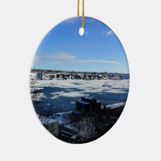 Saint Lawrence River in Winter, Quebec, Canada Keramisch Ornament (Rechts)