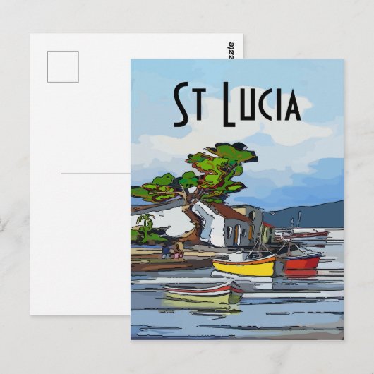 Saint Licia Island, tekst bewerken Briefkaart (Voorkant / Achterkant)