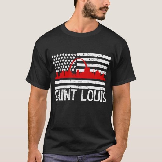 Saint Louis Firefighter Red Line Skyline American T-shirt (Voorkant)