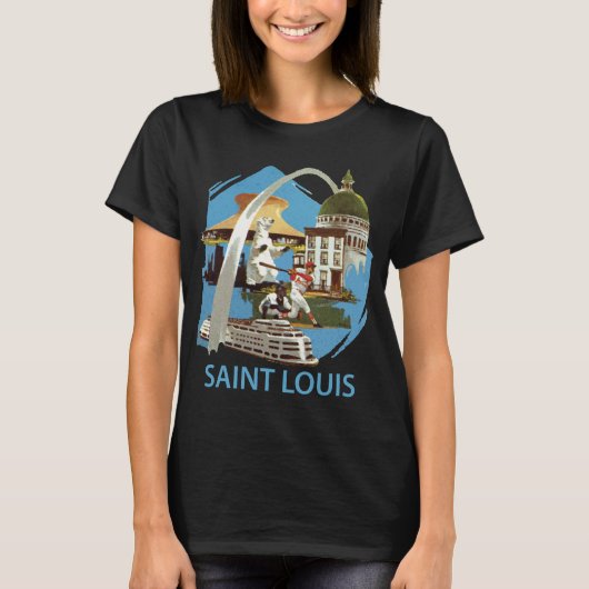 Saint Louis Gateway Arch Blau Reizen T-shirt (Voorkant)