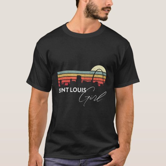 Saint Louis Meisje Retro Sunset City Skyline Souve T-shirt (Voorkant)