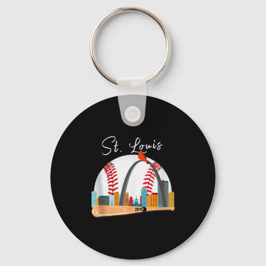 Saint Louis Red Cardinal New Skyline Ball Design T Sleutelhanger (Voorkant)