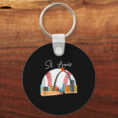 Saint Louis Red Cardinal New Skyline Ball Design T Sleutelhanger (Voorkant)