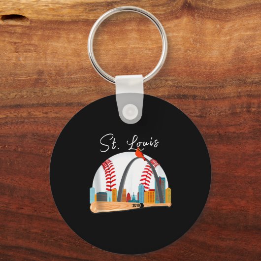 Saint Louis Red Cardinal New Skyline Ball Design T Sleutelhanger (Voorkant)