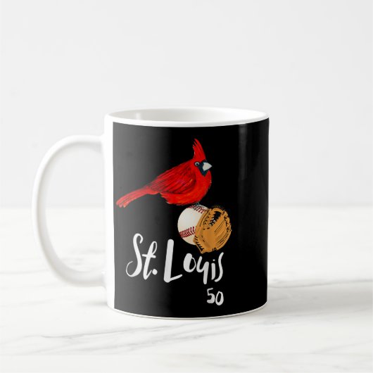 Saint Louis Red Cardinal Number 50 Baseball Art  Koffiemok (Links)