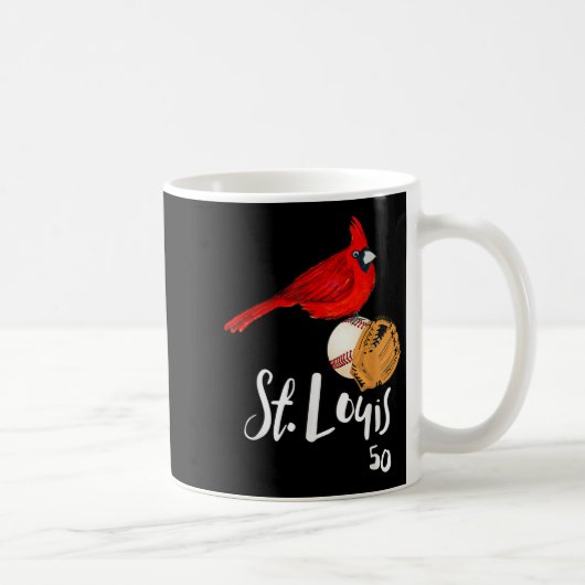 Saint Louis Red Cardinal Number 50 Baseball Art  Koffiemok (Rechts)