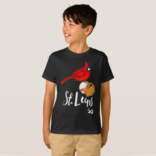 Saint Louis Red Cardinal Number 50 Baseball Art  T-shirt (Voorkant volledig)