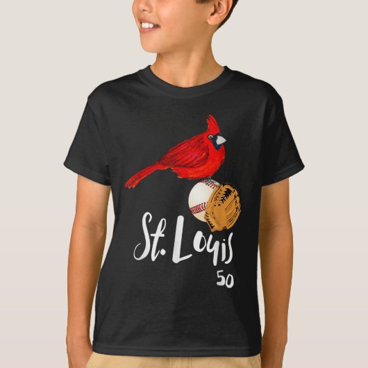 Saint Louis Red Cardinal Number 50 Baseball Art  T-shirt (Voorkant)