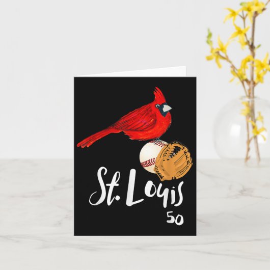 Saint Louis Red Cardinal Nummer 50 Honkbal Kunst  Kaart (Gele Bloem)