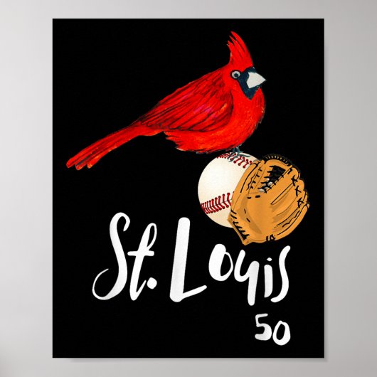 Saint Louis Red Cardinal Nummer 50 Honkbal Kunst  Poster (Voorkant)
