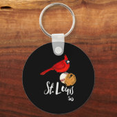Saint Louis Red Cardinal Nummer 50 Honkbal Kunst  Sleutelhanger (Voorkant)
